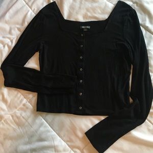 Long Sleeve Black Crop Top